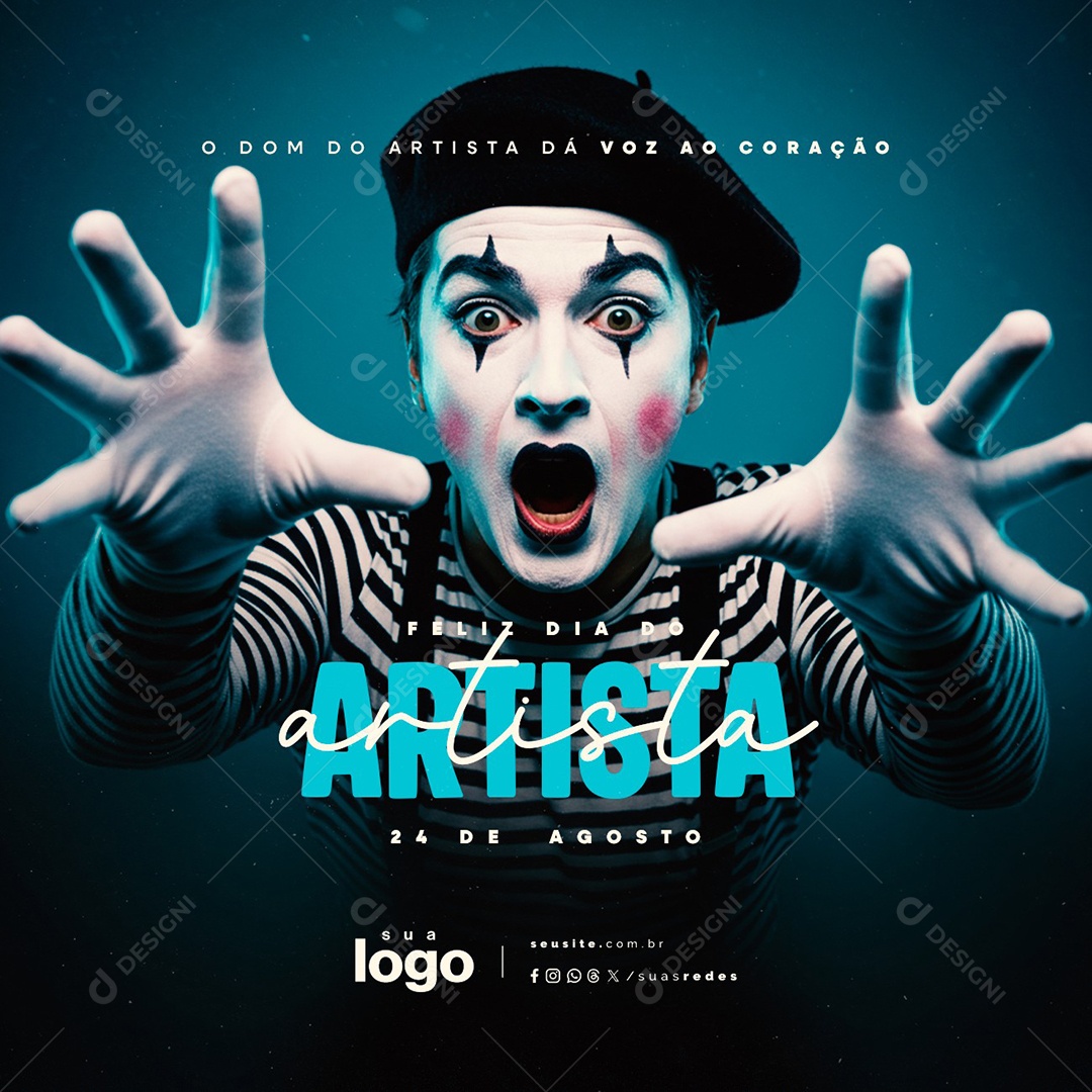 Feliz Dia do Artista 24 de Agosto Social Media PSD Editável