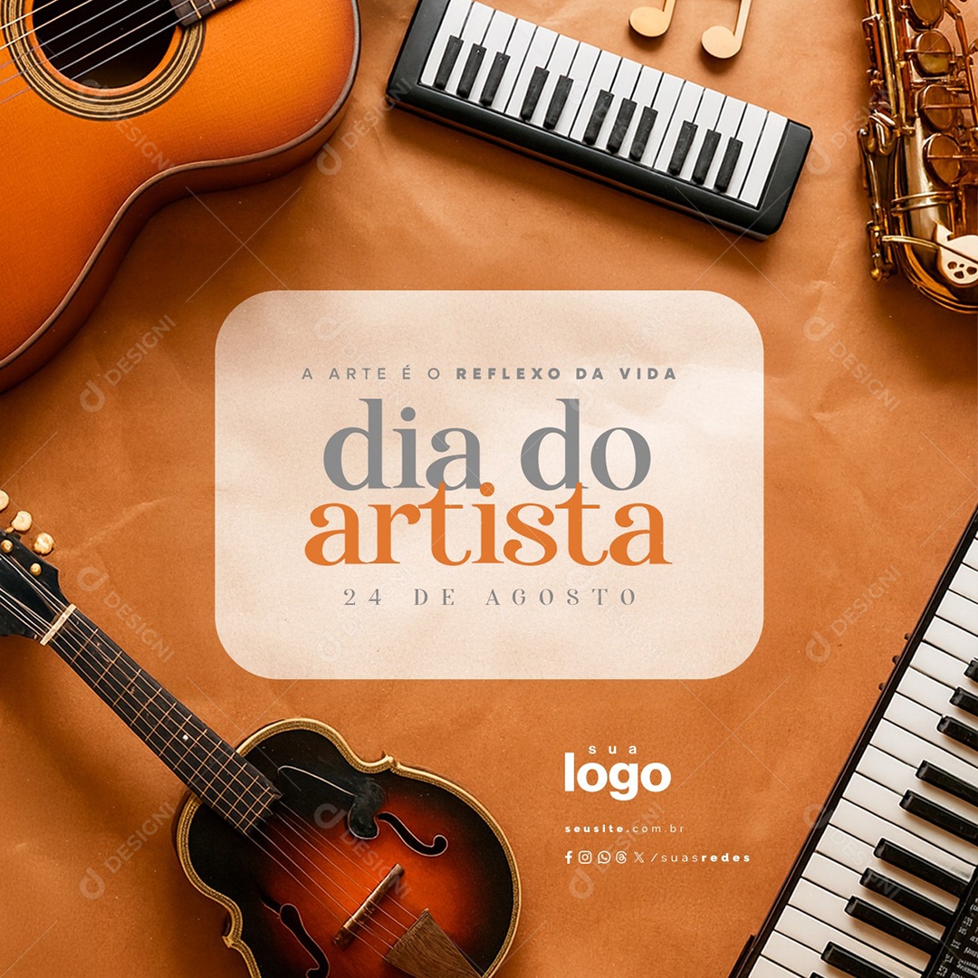 Dia do Artista 24 de Agosto O Reflexo da Vida Social Media PSD Editável