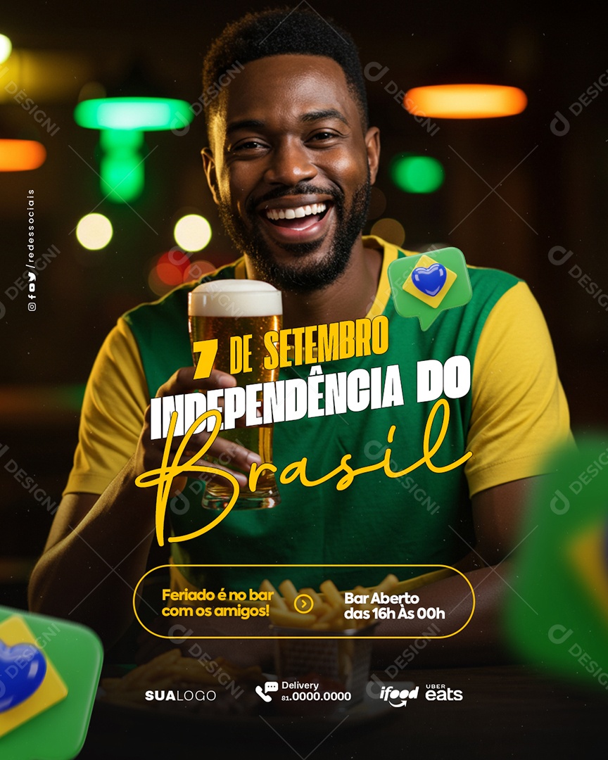 Dia da Independência do Brasil Bar Social Media PSD Editável