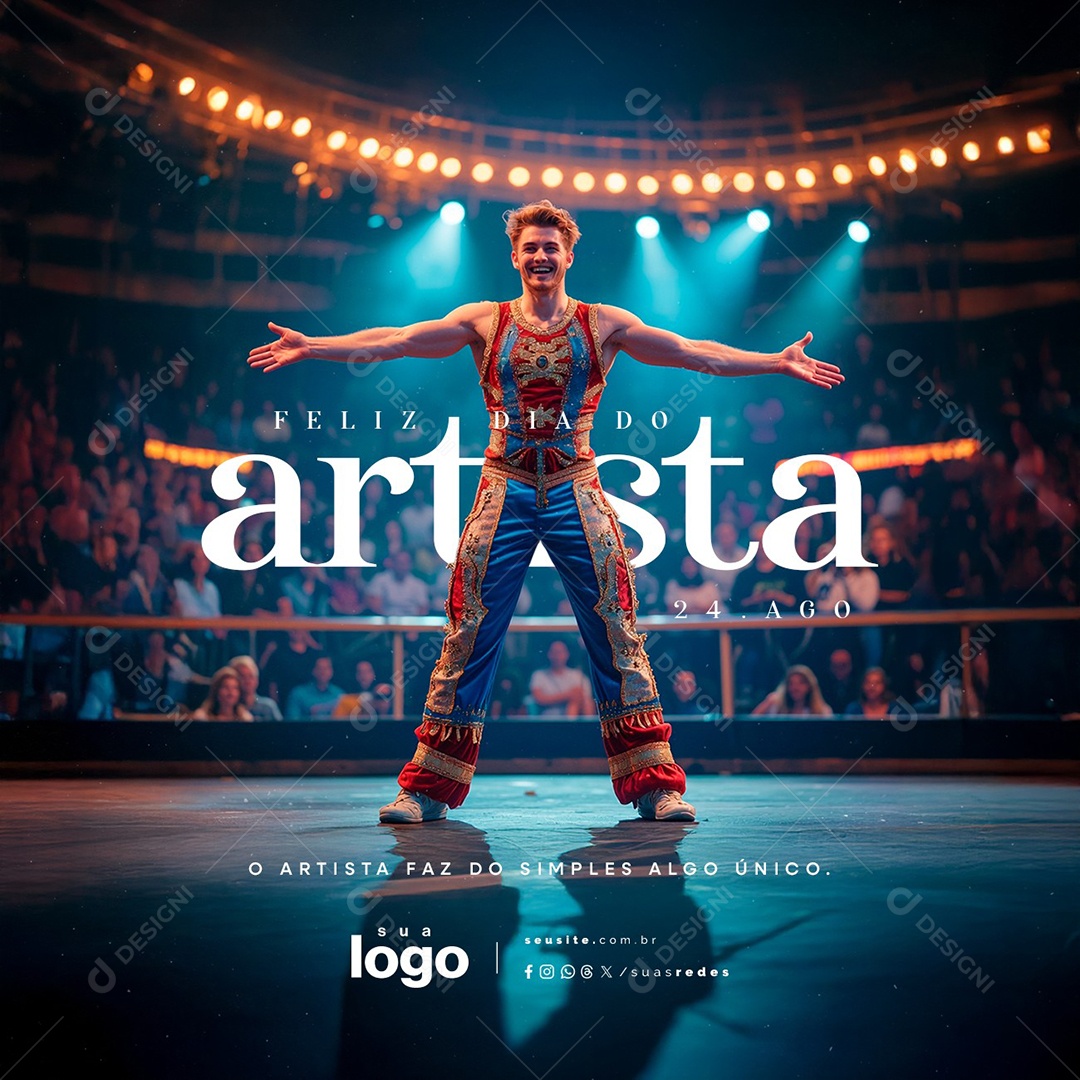Feliz Dia do Artista 24 de Agosto Social Media PSD Editável