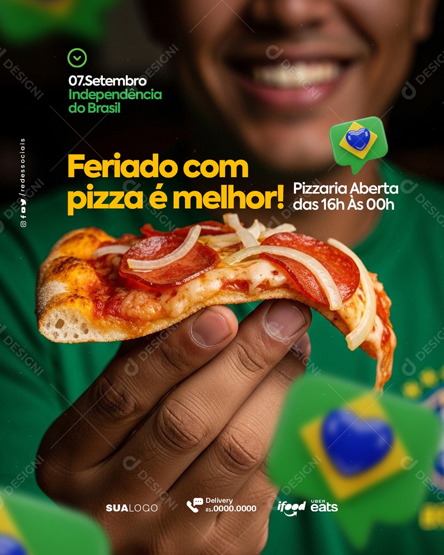 Dia da Independência do Brasil Pizzaria Social Media PSD Editável