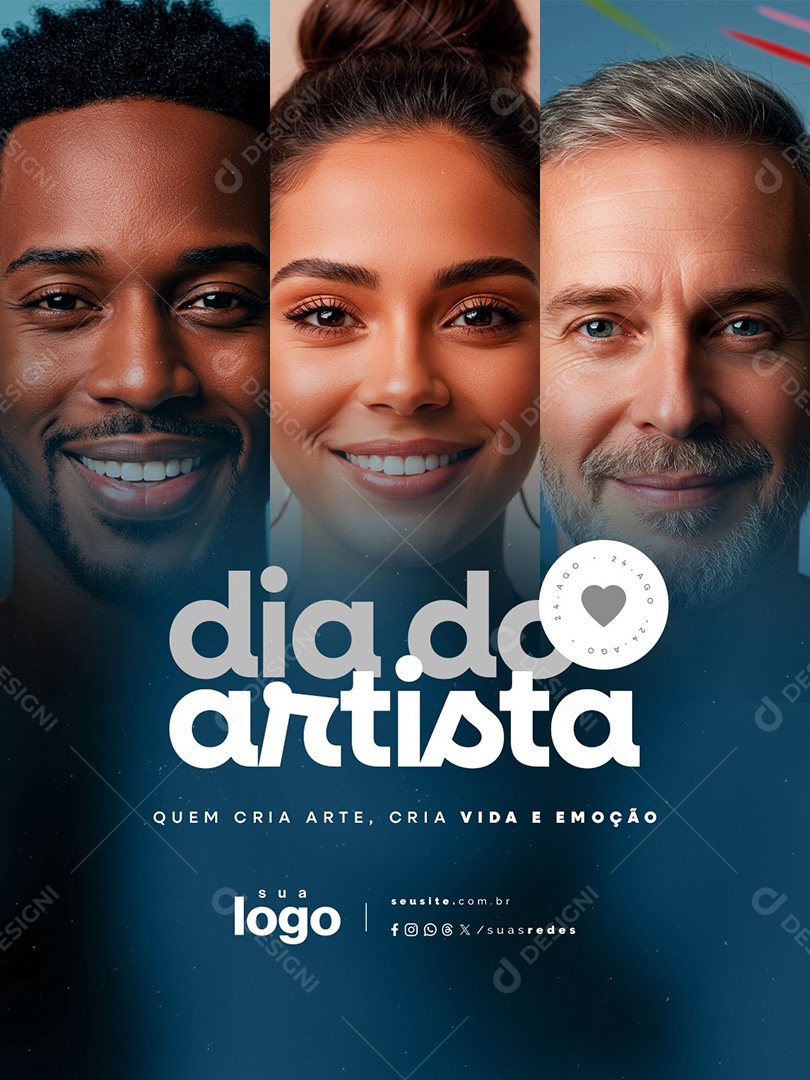 Dia do Artista 24 de Agosto Quem Cria Arte Social Media PSD Editável