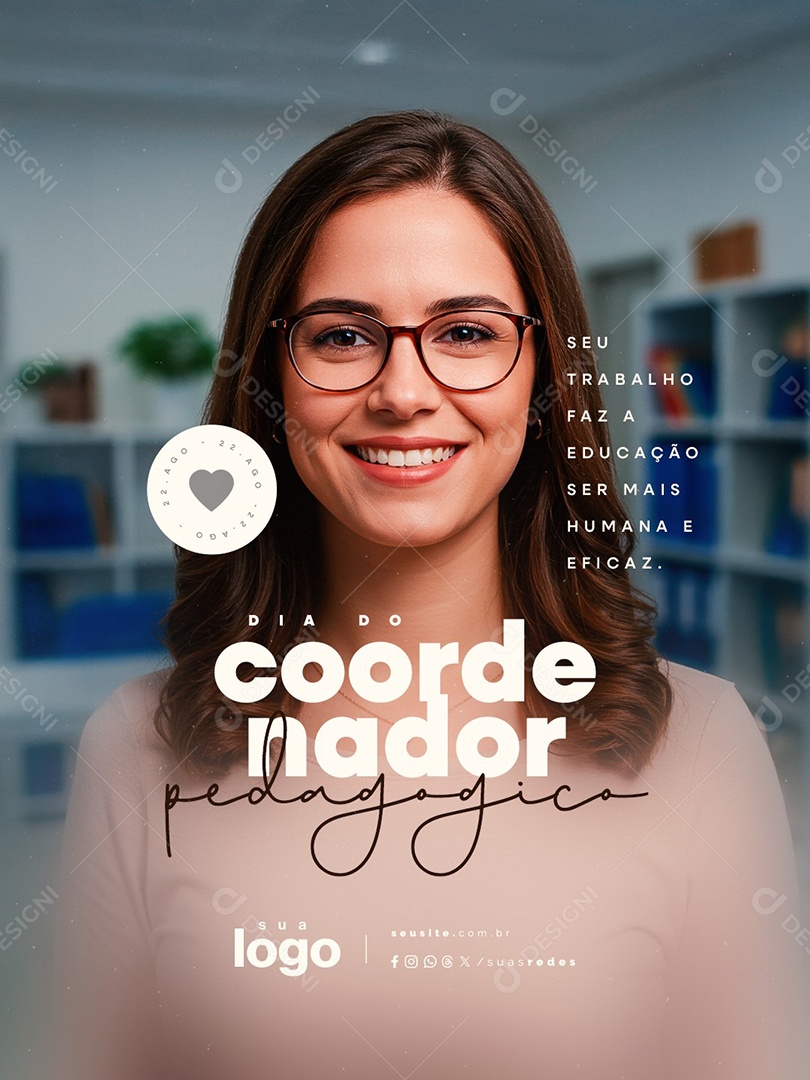 Dia Do Coordenador Pedagógico 22 de Agosto Social Media PSD Editável