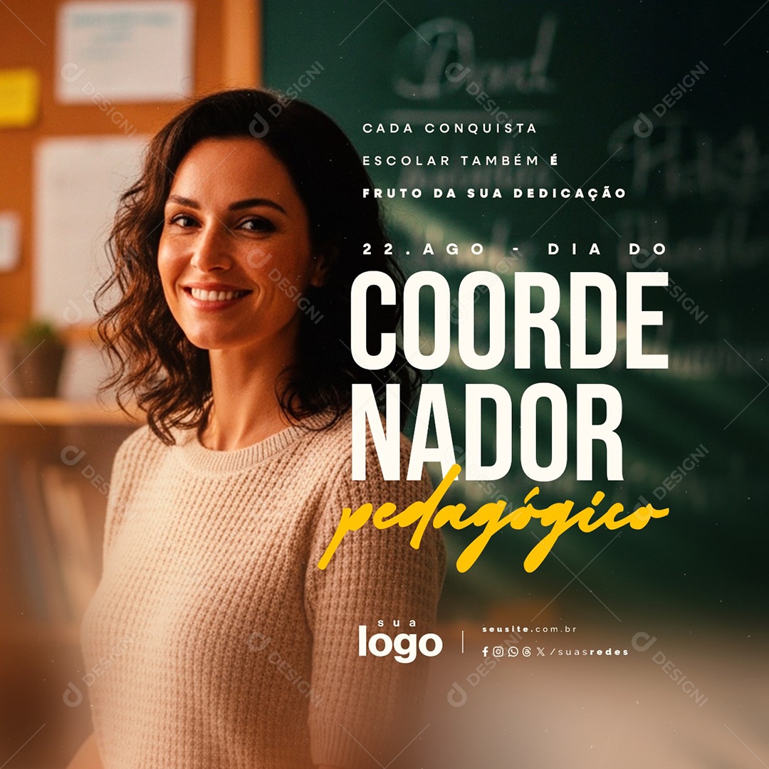 Dia Do Coordenador Pedagógico 22 de Agosto Social Media PSD Editável