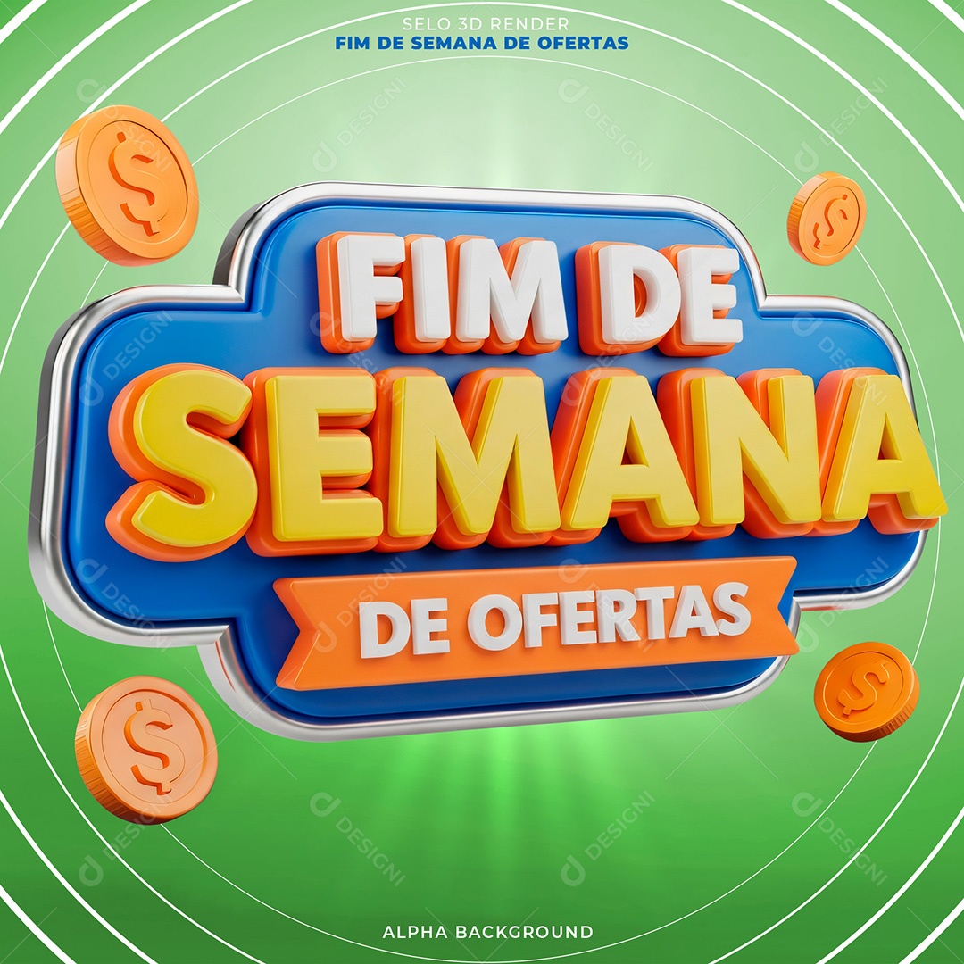 Selo 3D Fim de Semana de Ofertas para Composição PSD