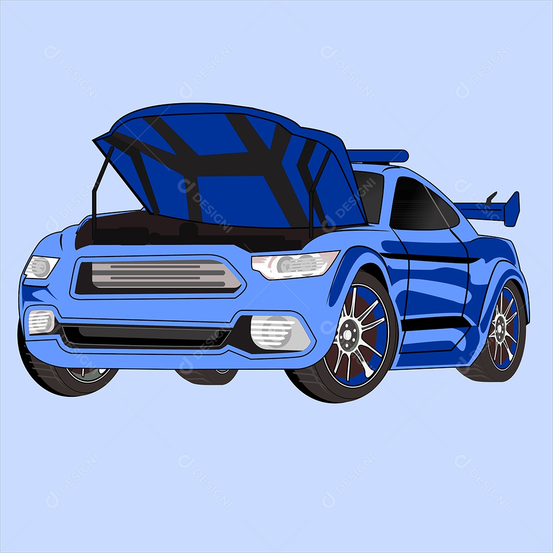 Carro Esportivo Moderno Azul Desenho Animado Ilustração Vetor EPS