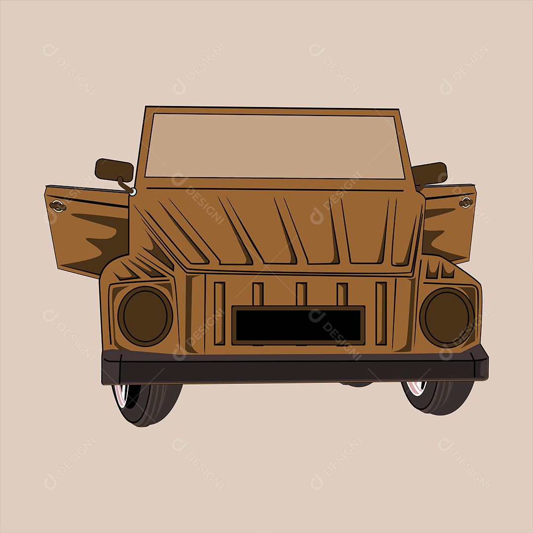 Carro Clássico Marrom Desenho Animado Ilustração Vetor EPS
