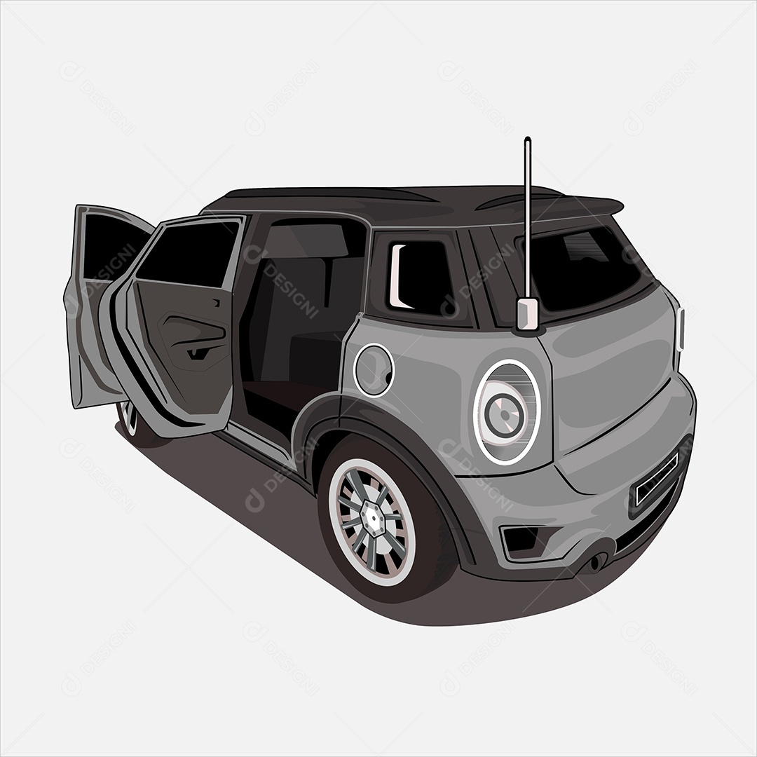 Carro Moderno Cinza Desenho Animado Ilustração Vetor EPS