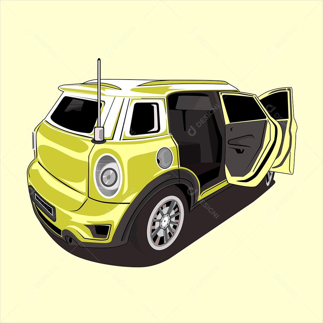 Carro Moderno Amarelo Desenho Animado Ilustração Vetor EPS