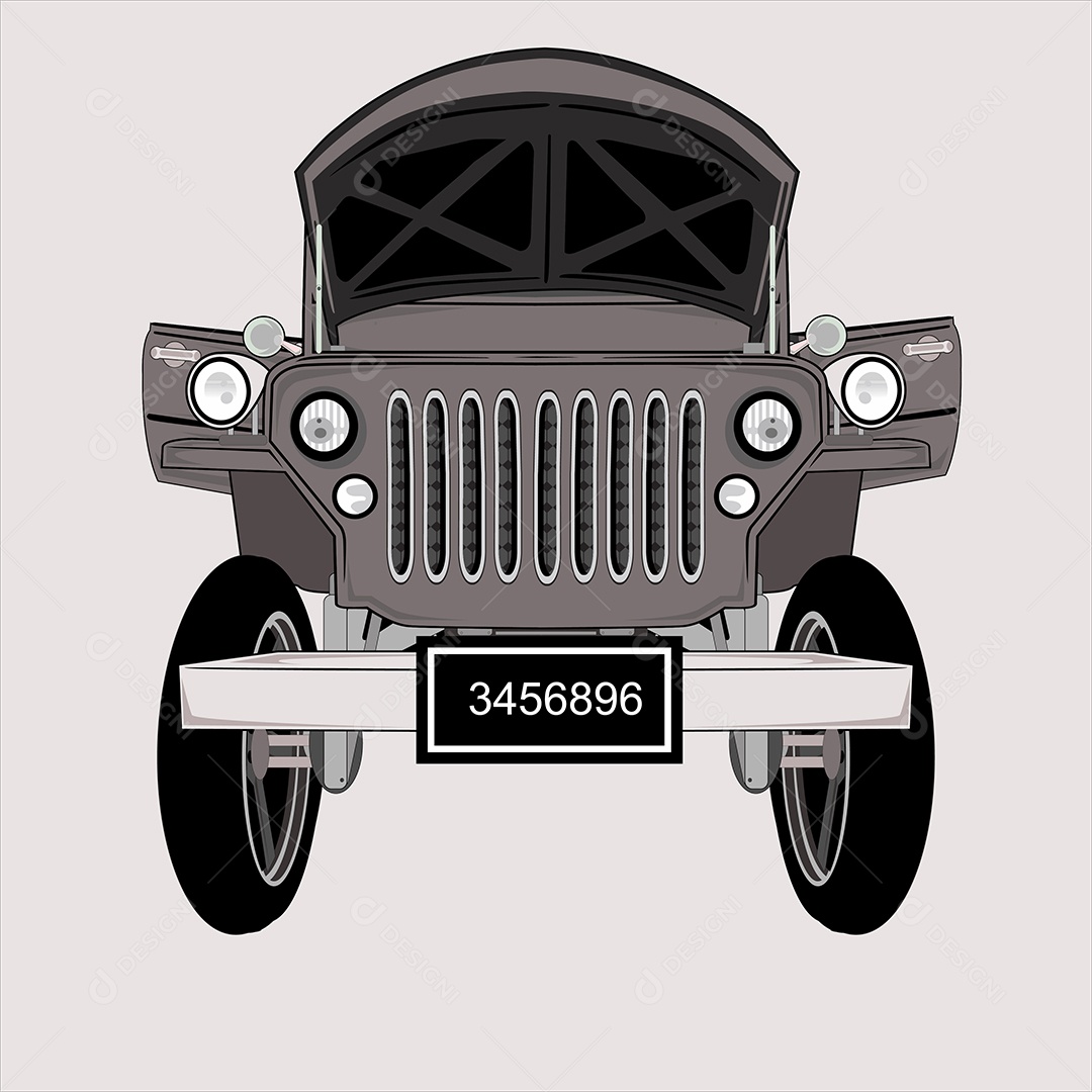 Carro Clássico Desenho Animado Ilustração Vetor EPS