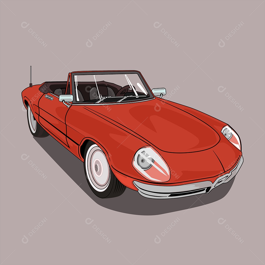 Carro Moderno Vermelho Desenho Animado Ilustração Vetor EPS