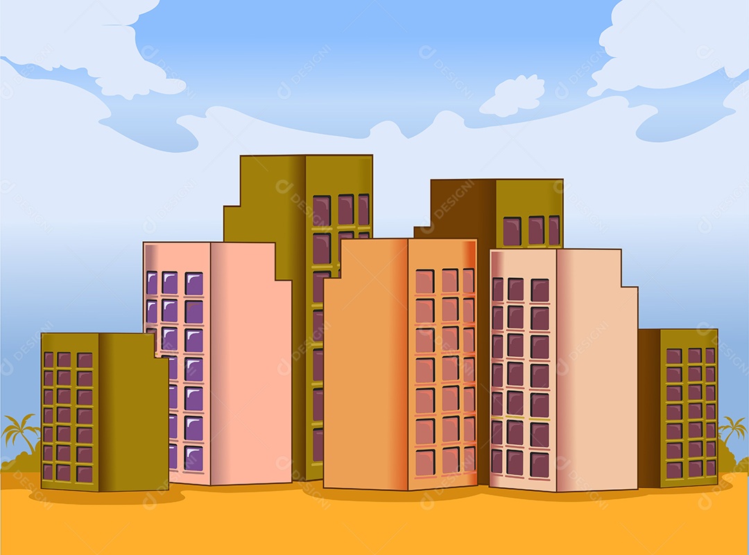 Torre da Cidade Desenho Animado Ilustração Vetor EPS