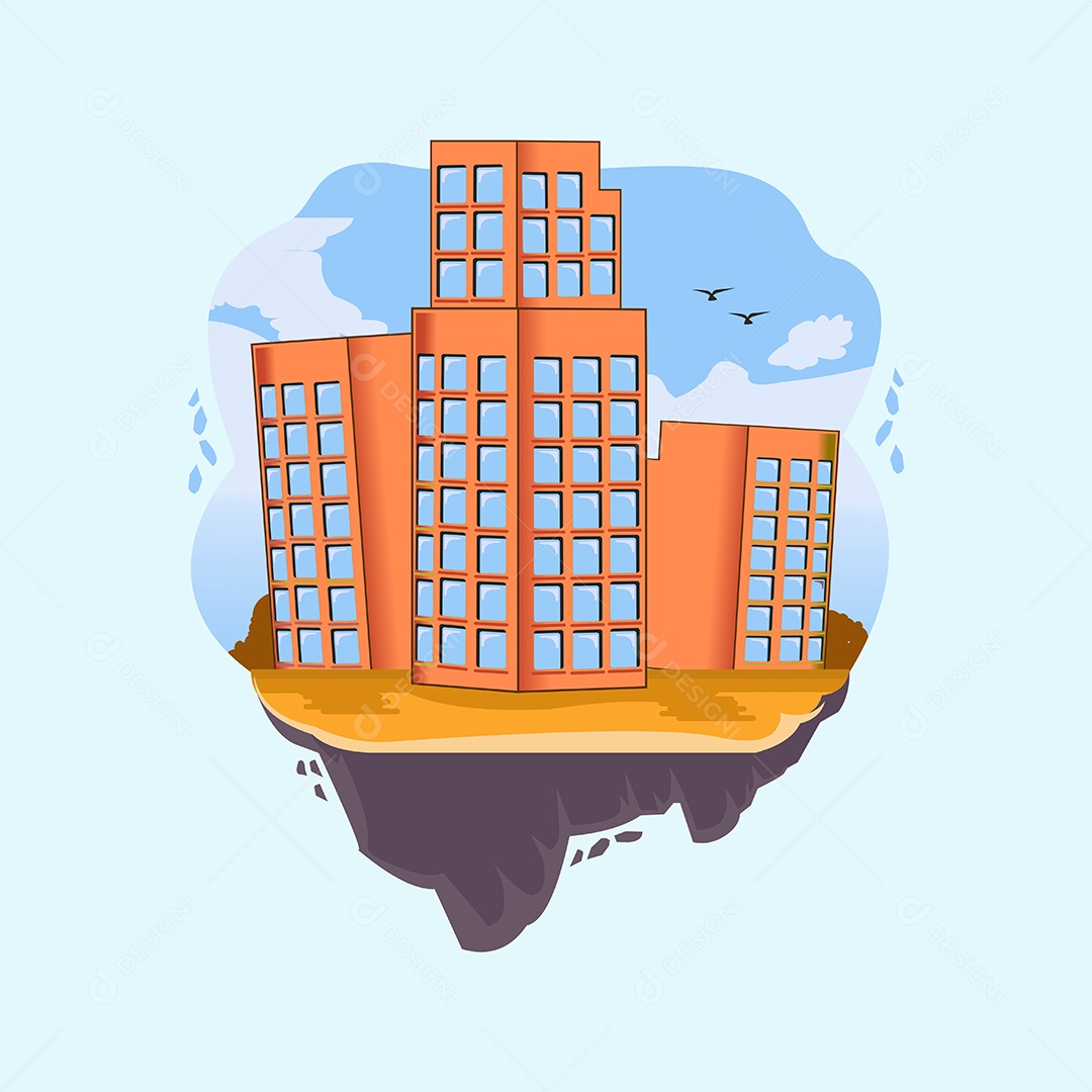 Cidade Desenho Animado Ilustração Vetor EPS