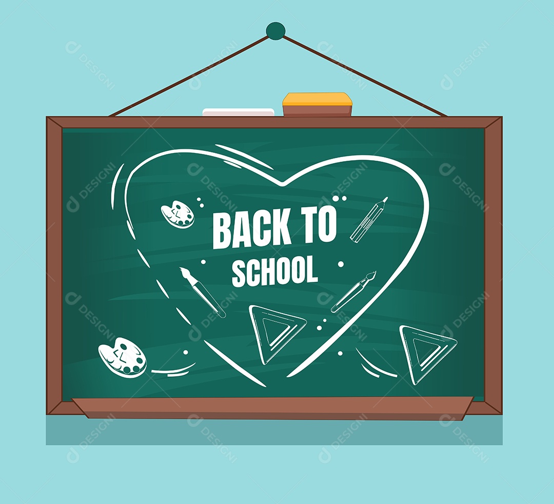 Conjunto de Objetos Escolar Desenho Animado Ilustração Vetor EPS