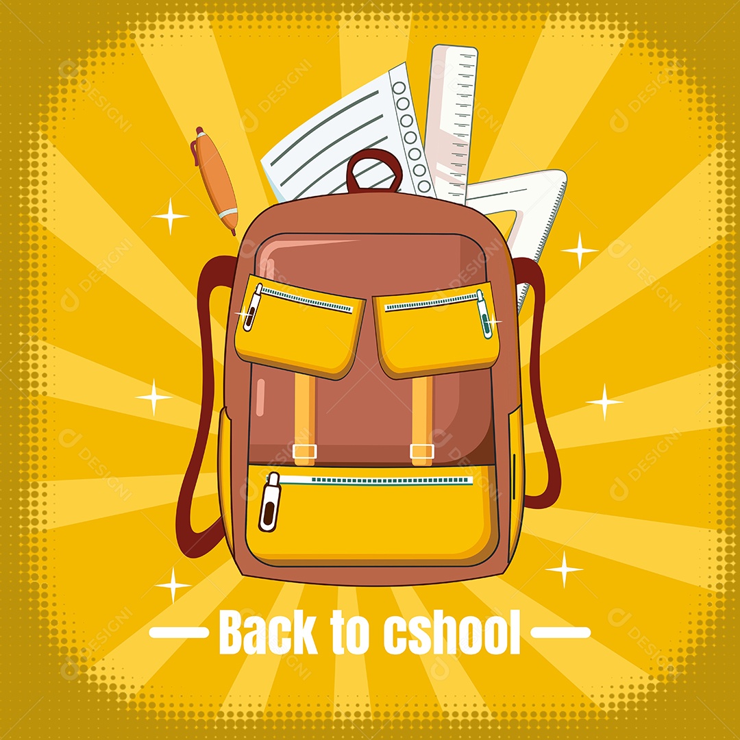 Mochila Escolar Desenho Animado Ilustração Vetor EPS