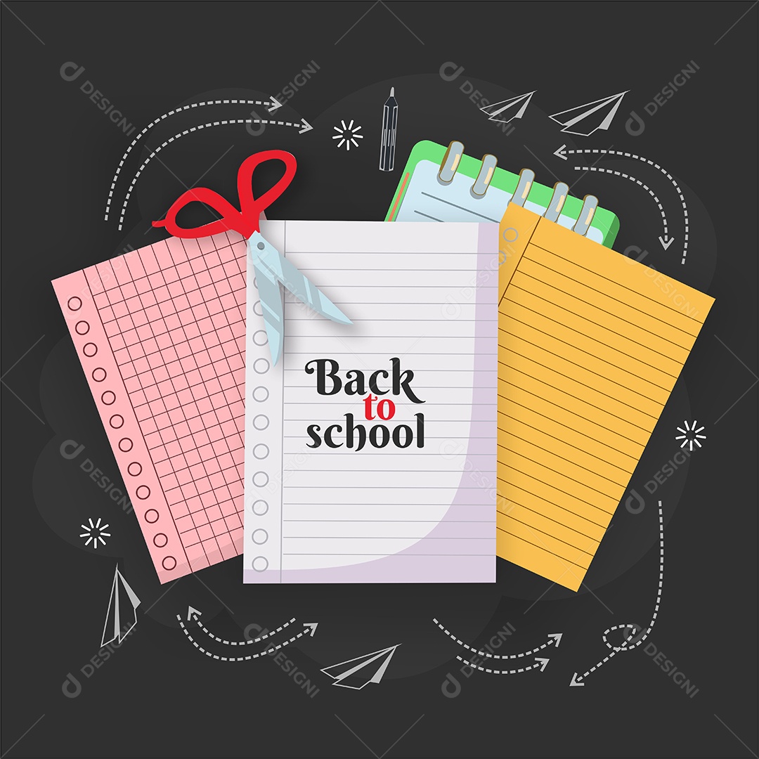 Conjunto de Objetos Escolar Desenho Animado Ilustração Vetor EPS