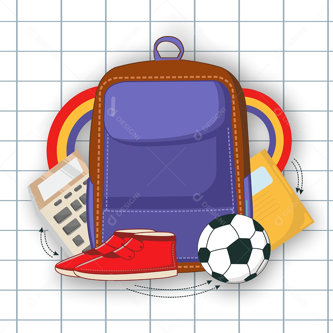 Conjunto de Escola Desenho Animado Ilustração Vetor EPS