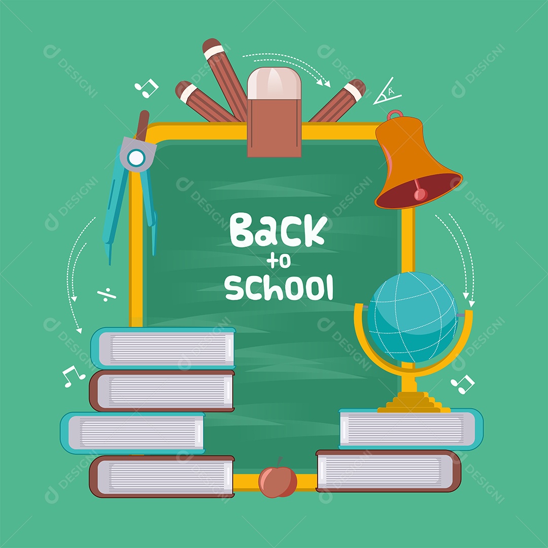 Conjunto de Escola Desenho Animado Ilustração Vetor EPS Editável