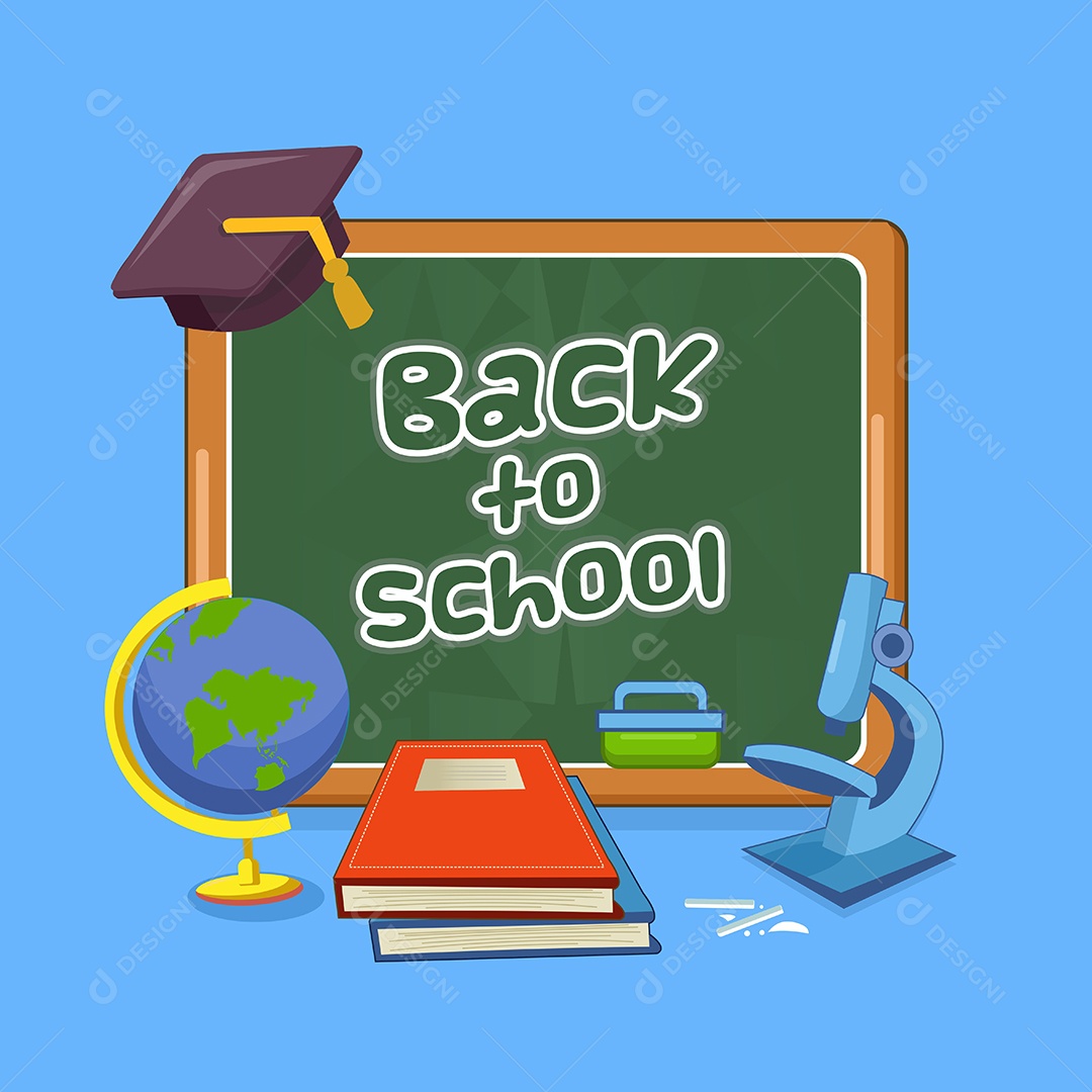 Conjunto de Escola Desenho Animado Ilustração Vetor EPS Editável