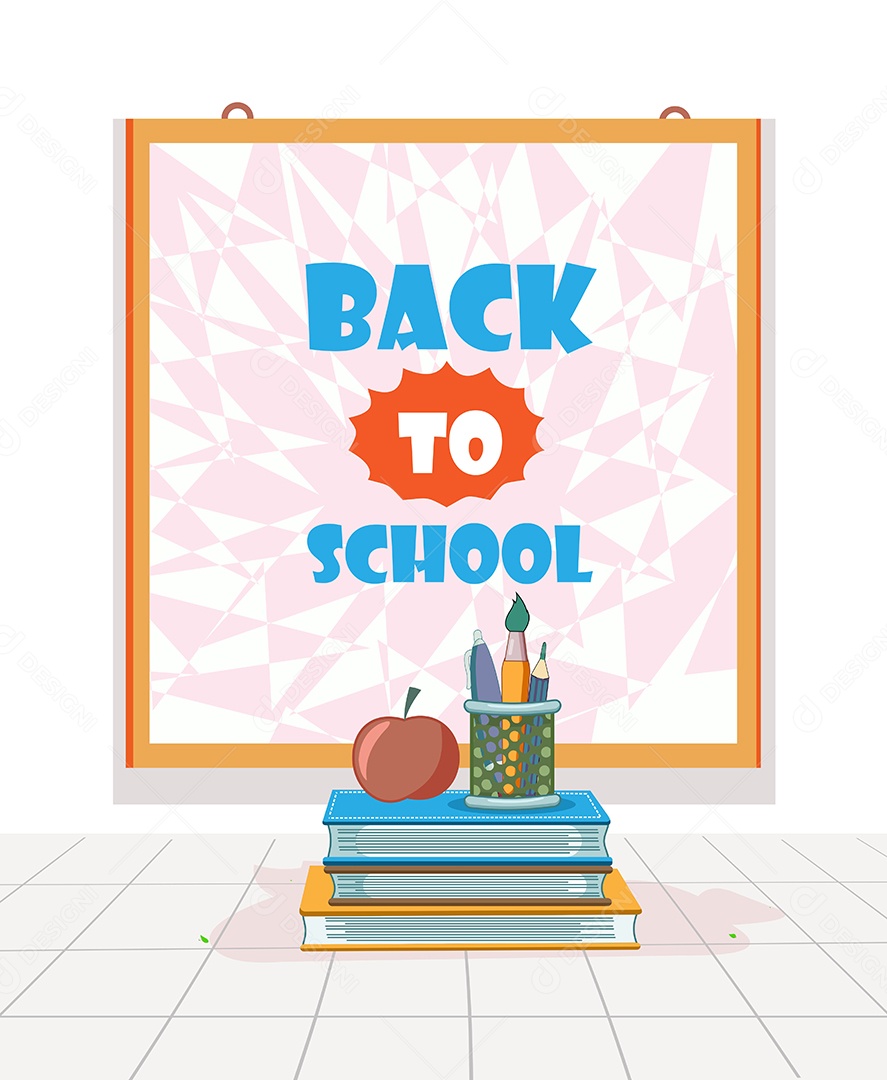 Conjunto de Escola Desenho Animado Ilustração Vetor EPS Editável