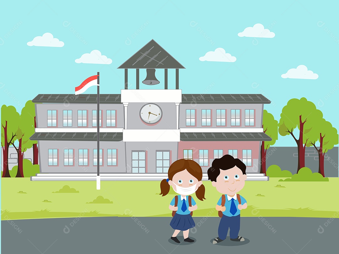 De Volta às Aulas Desenho Animado Ilustração Vetor EPS