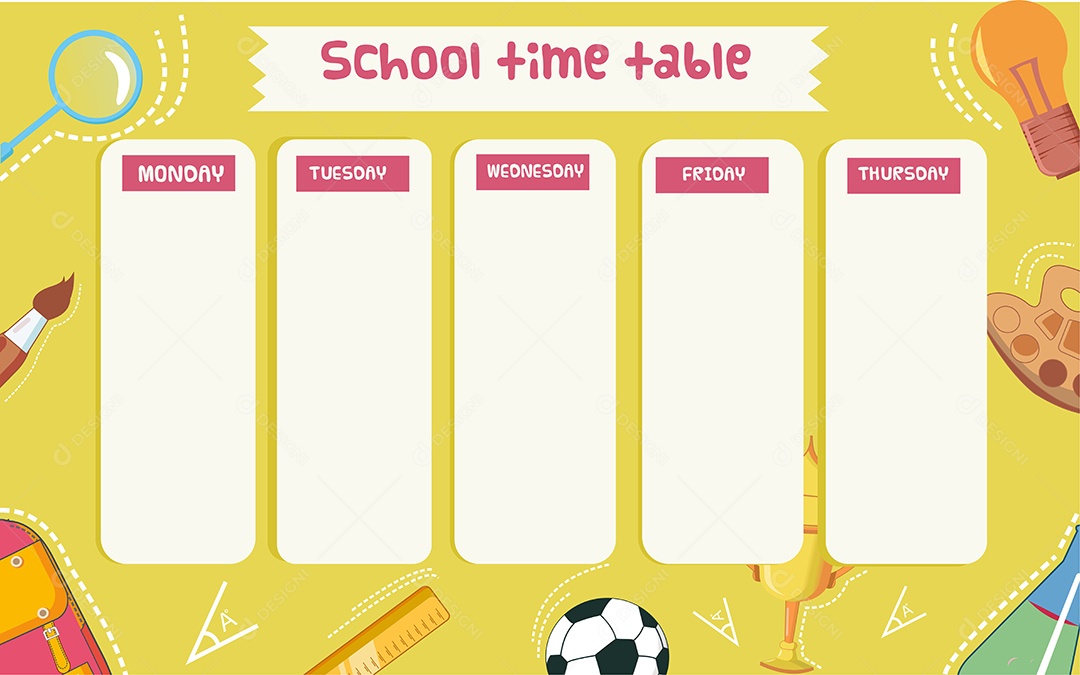 Calendário Escolar Desenho Animado Ilustração Vetor EPS Editável