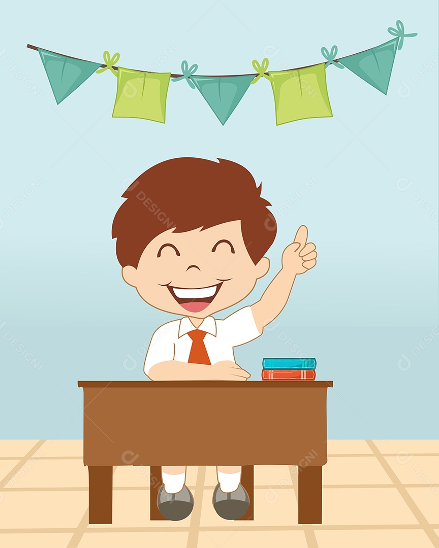 Estudante na Escola Desenho Animado Ilustração Vetor EPS