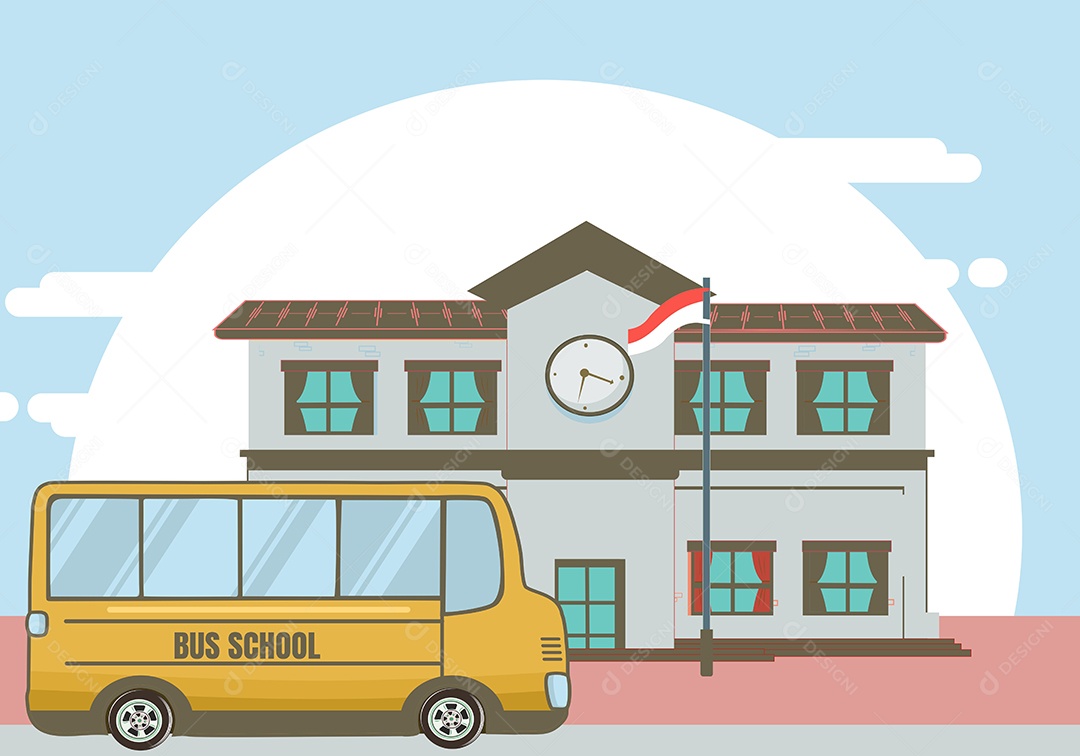 Escola Desenho Animado Ilustração Vetor EPS