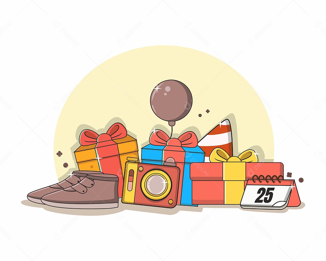 Plano para festa de Aniversário Desenho Animado Ilustração Vetor EPS