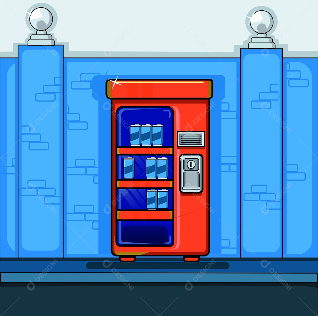 Máquina de Venda Automática de Bebidas Desenho Animado Ilustração Vetor EPS