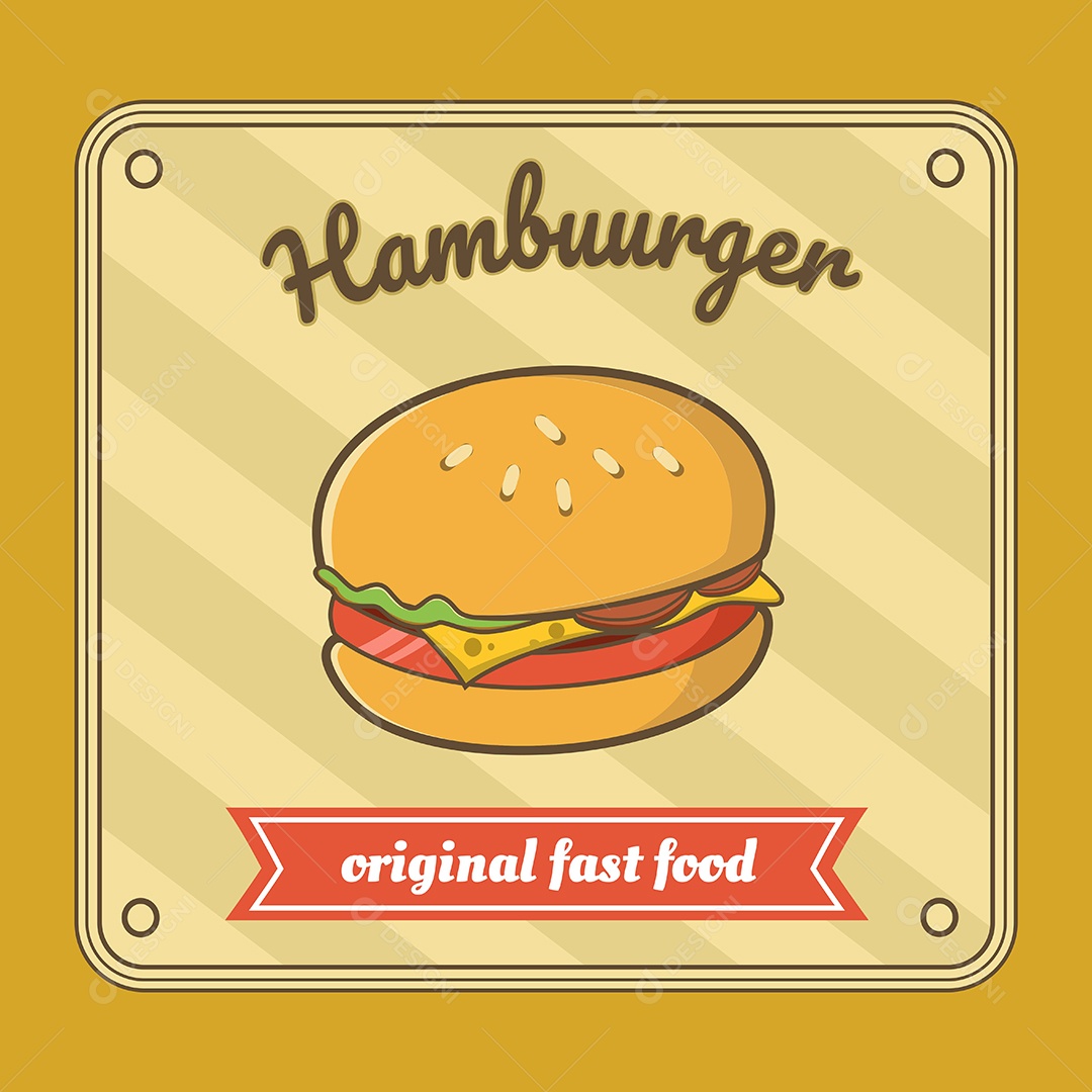 Hamburguer Fast Food Desenho Animado Ilustração Vetor EPS Editável