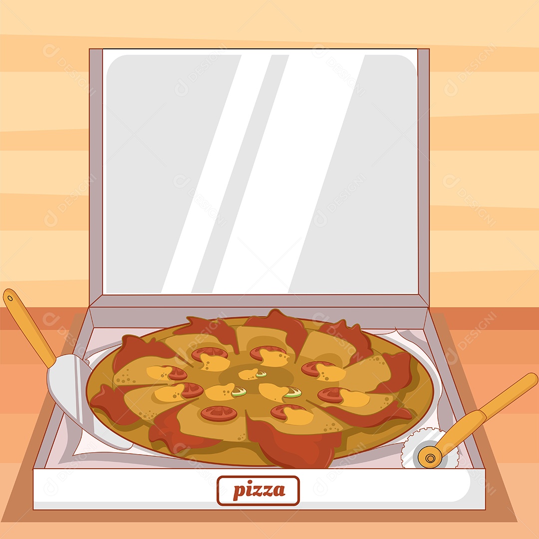 Pizza Fast Food Desenho Animado Ilustração Vetor EPS Editável