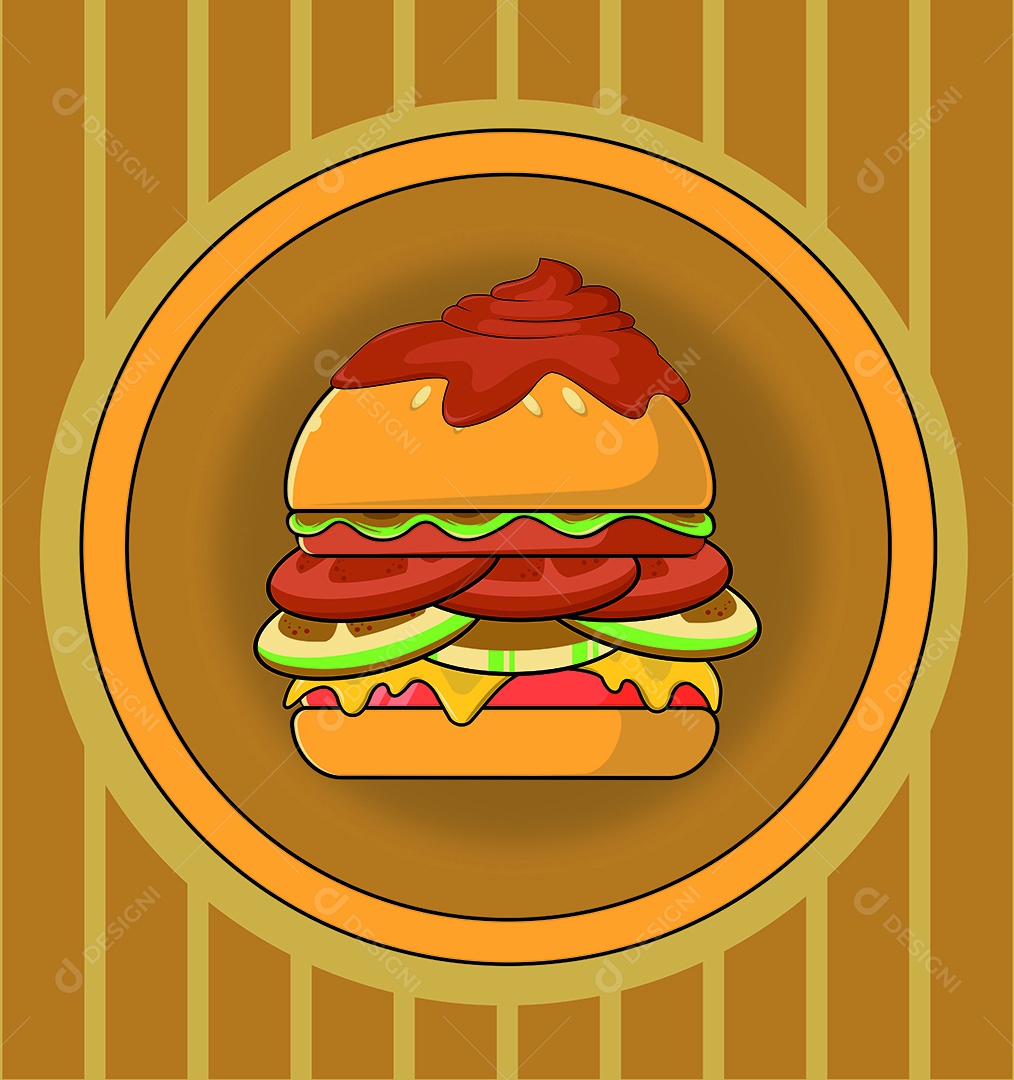 Burger Fast Food Desenho Animado Ilustração Vetor EPS Editável