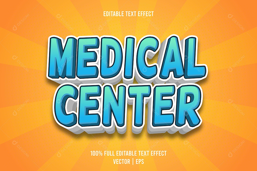 Efeito de Texto Medical Center Ilustração Vetor EPS Editável