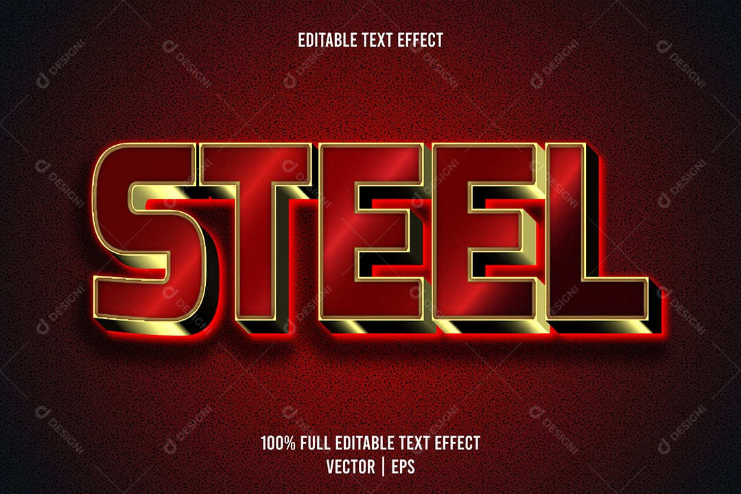 Efeito de Texto Steel Ilustração Vetor EPS Editável