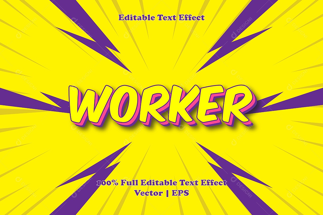 Efeito de Texto Worker Ilustração Vetor EPS Editável