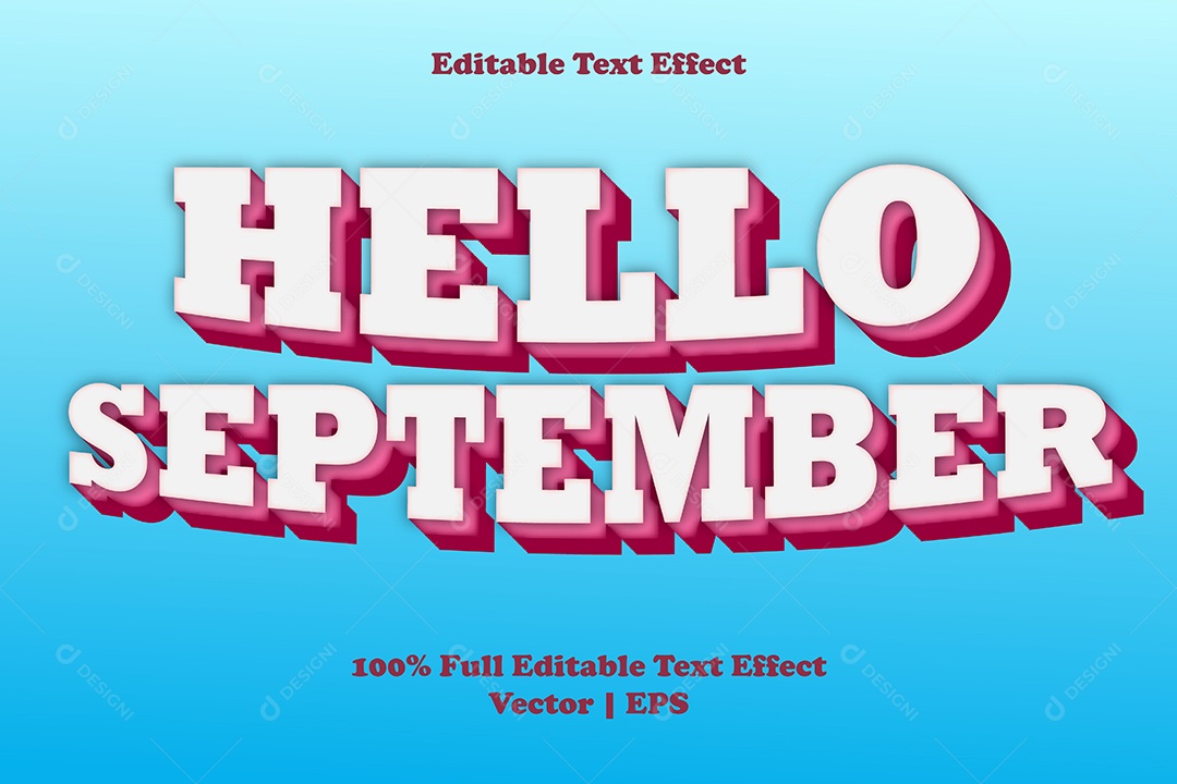 Efeito de Texto Hello September Ilustração Vetor EPS Editável