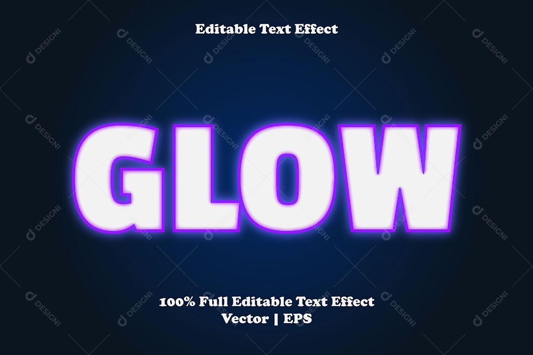 Efeito de Texto Glow Ilustração Vetor EPS Editável