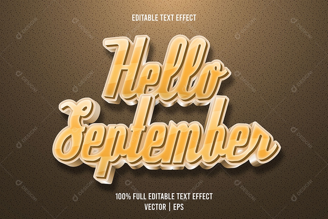 Efeito de Texto Hello September Ilustração Vetor EPS Editável