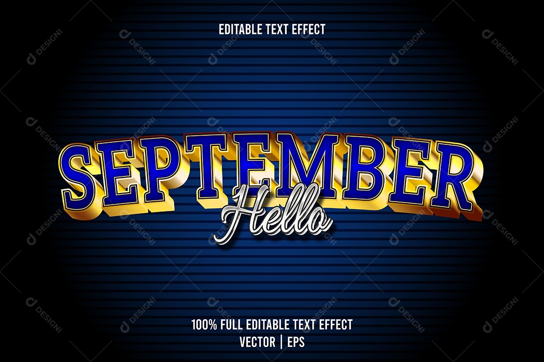 Efeito de Texto Hello September Ilustração Vetor EPS Editável