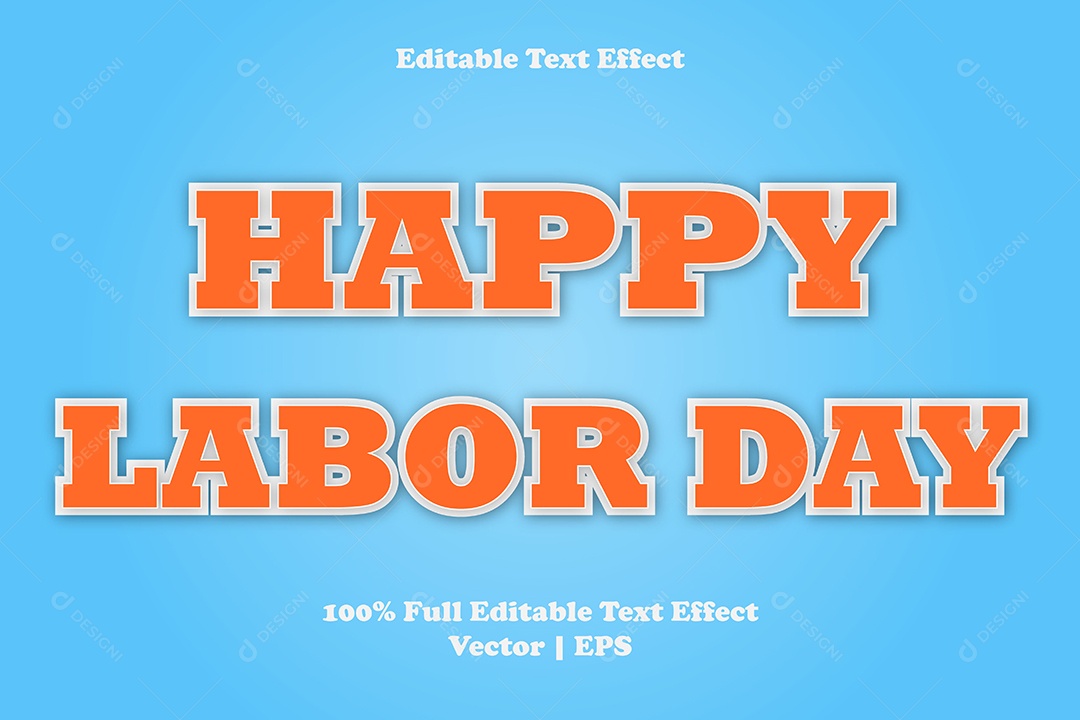 Efeito de Texto Happy Labor Day Ilustração Vetor EPS Editável