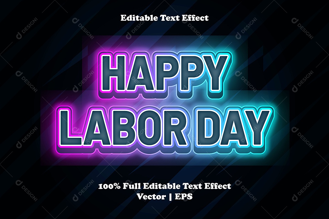 Efeito de Texto Happy Labor Day Ilustração Vetor EPS Editável