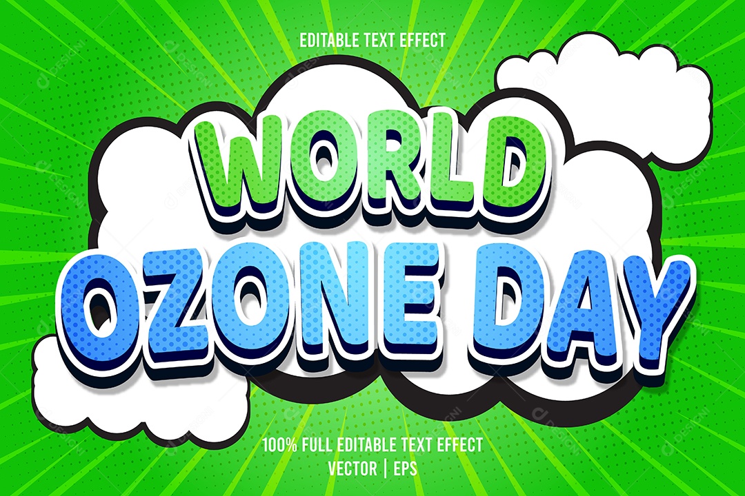 Efeito de Texto World Ozone Day Ilustração Vetor EPS Editável