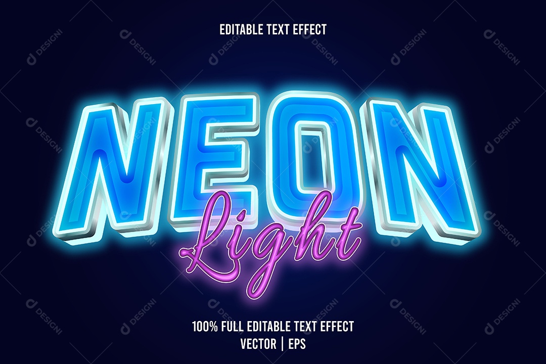 Efeito de Texto Neon Light Ilustração Vetor EPS Editável