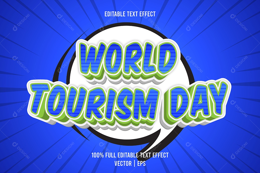 Efeito de Texto World Tourism Day Ilustração Vetor EPS Editável
