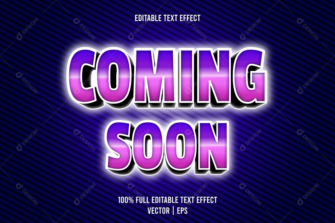Efeito de Texto Coming Soon Ilustração Vetor EPS Editável