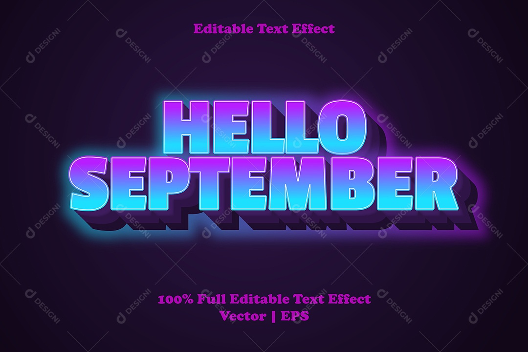 Efeito de Texto Hello September Ilustração Vetor EPS Editável