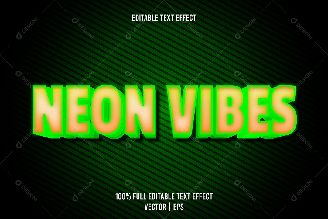 Efeito de Texto Neon Vibes Ilustração Vetor EPS Editável