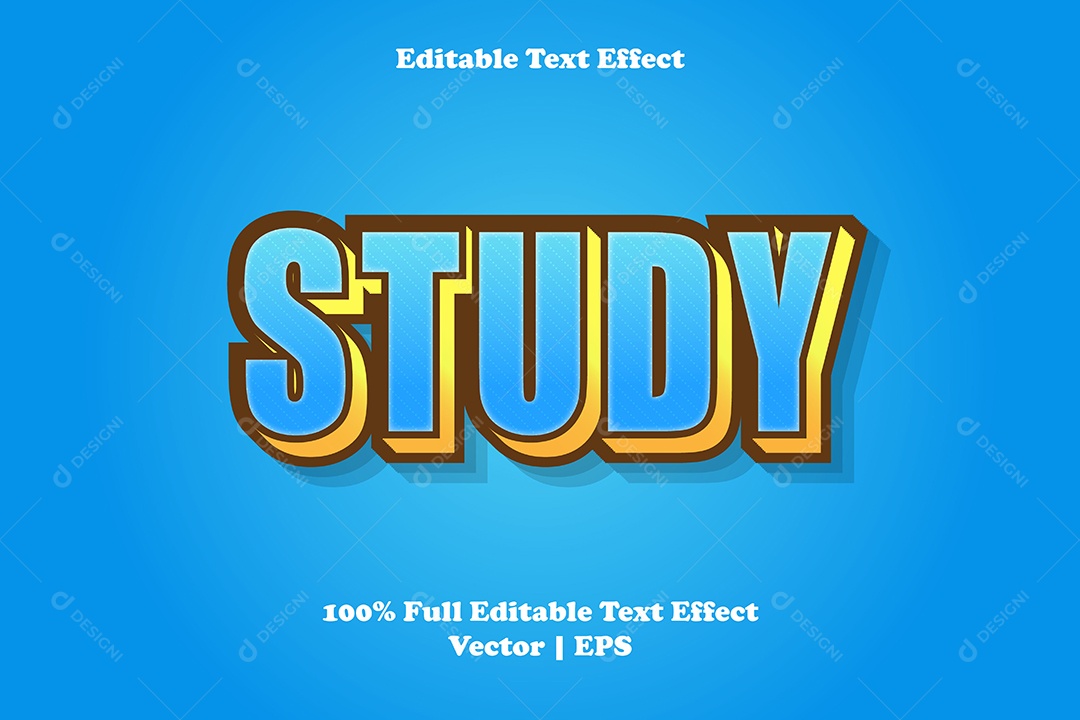 Efeito de Texto Study Ilustração Vetor EPS Editável