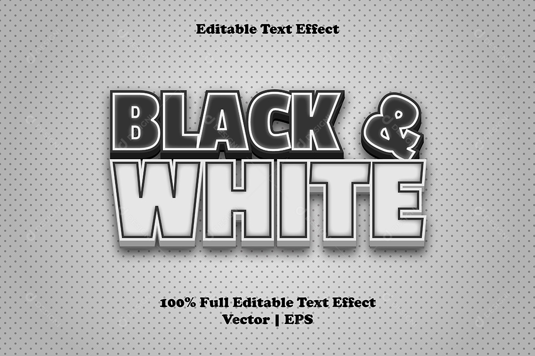 Efeito de Texto Black e White Ilustração Vetor EPS Editável